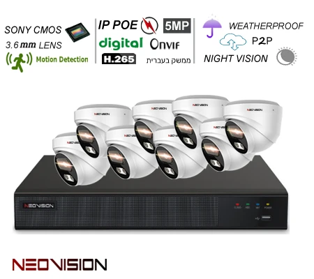 סט מצלמות אבטחה כולל DVR מקצועי 16 ערוצים כולל סט ציוד התקנה